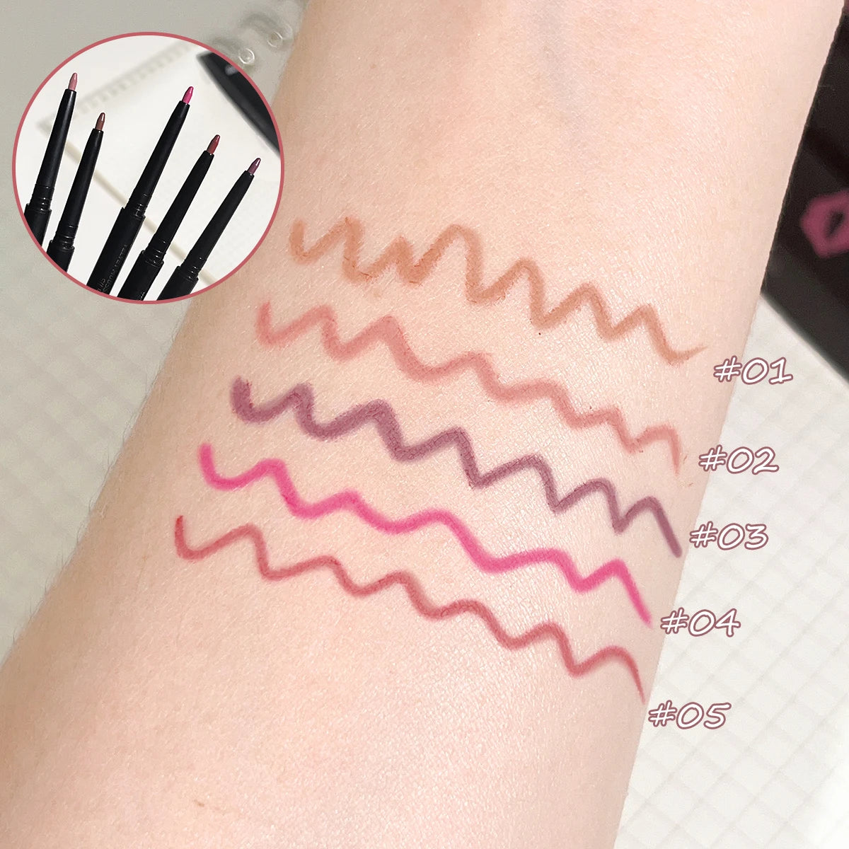 Waterproof Matte Lip Liner – Long-Lasting, Non-Stick, 5 Hydrating Shades