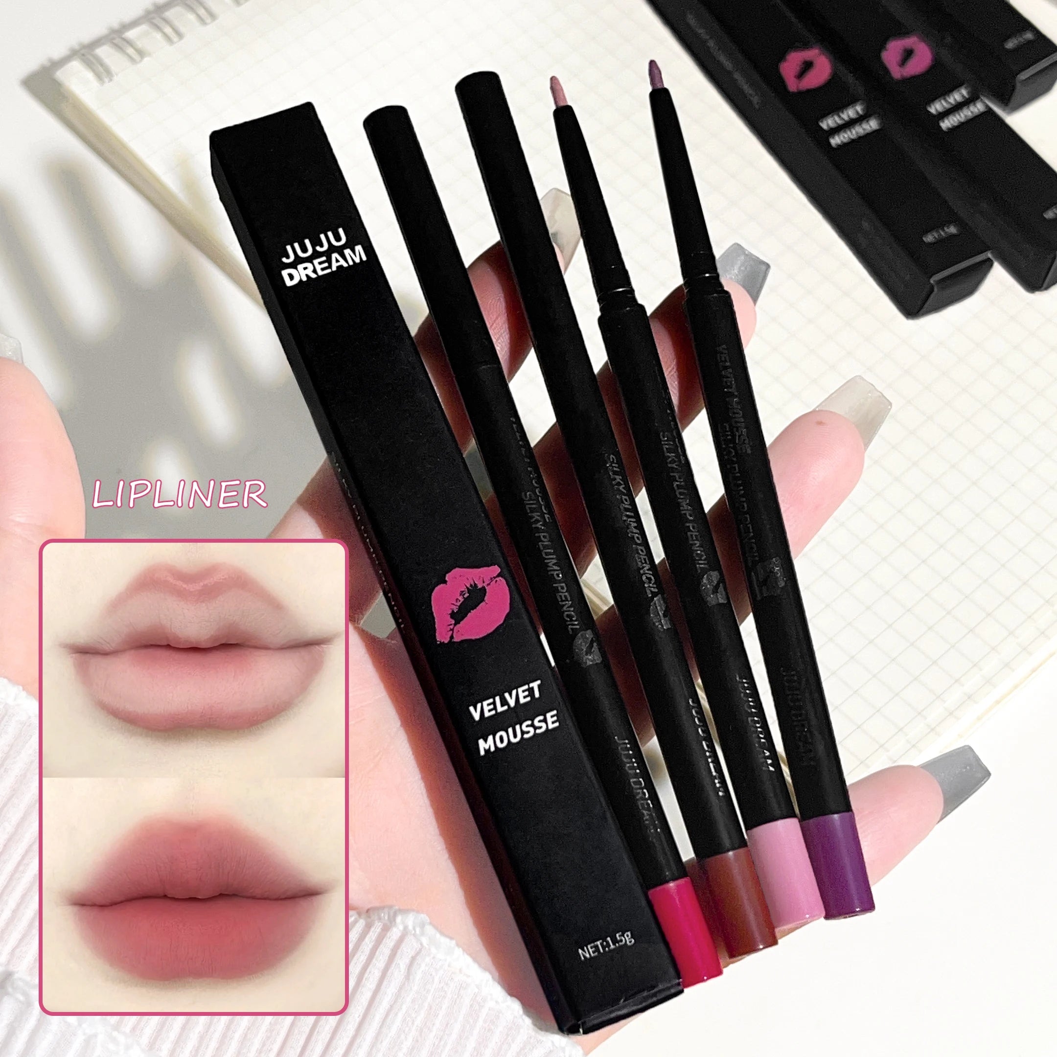 Waterproof Matte Lip Liner – Long-Lasting, Non-Stick, 5 Hydrating Shades