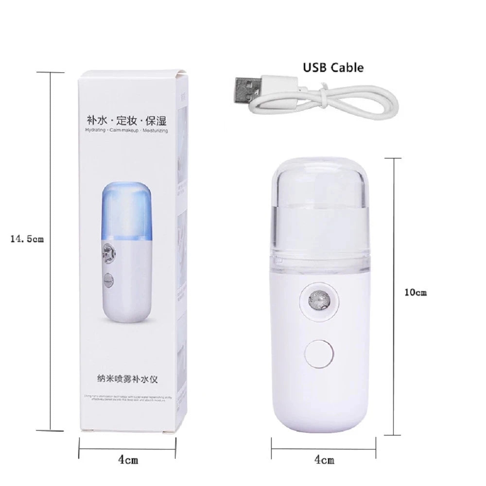 USB Rechargeable Facial Mist Sprayer – Portable Nano Steamer & Humidifier