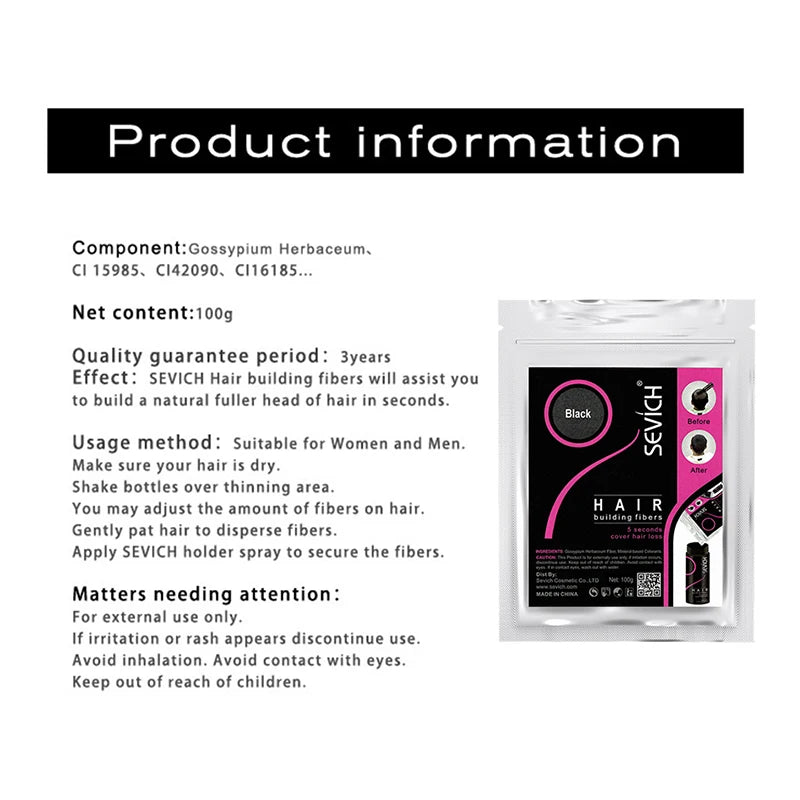 Sevich Hair Fibers Refill Bag 100g