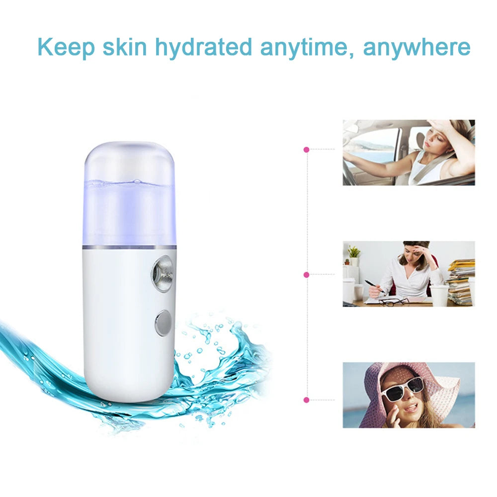 USB Rechargeable Facial Mist Sprayer – Portable Nano Steamer & Humidifier