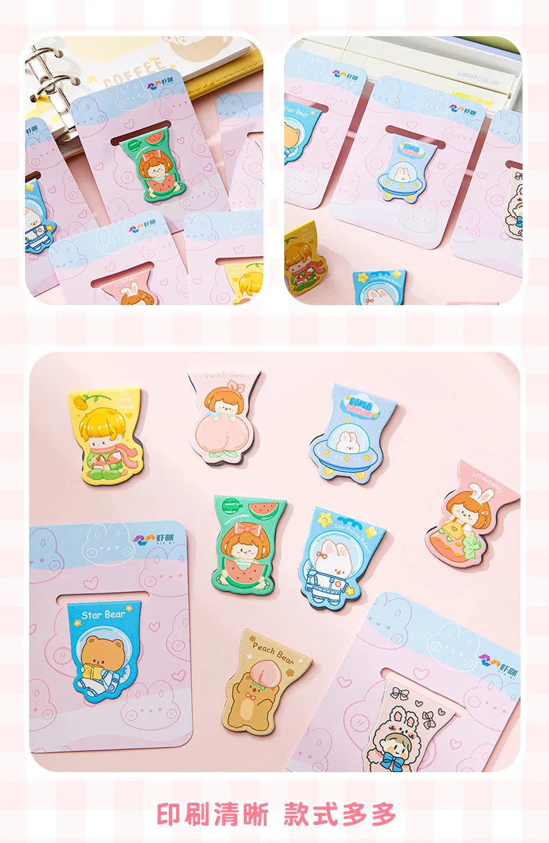 10pcs Kawaii Magnetic Bookmarks – Cute Cartoon Girls & Animals
