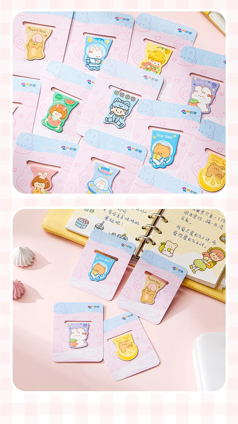 10pcs Kawaii Magnetic Bookmarks – Cute Cartoon Girls & Animals