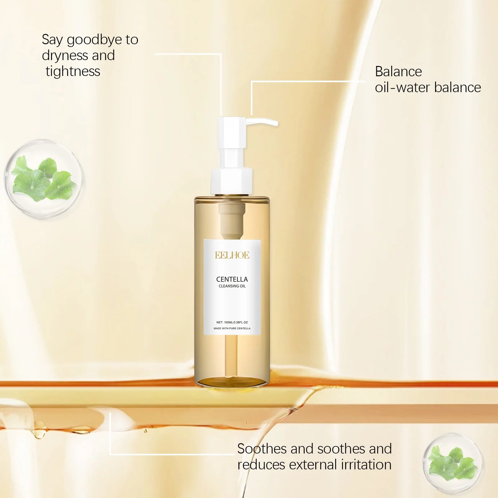EELHOE Centella Cleansing Oil Facial Makeup Remover Moisturizing for Face Shrink Pores Removal Cleansing Oil Sensitive Skin Care