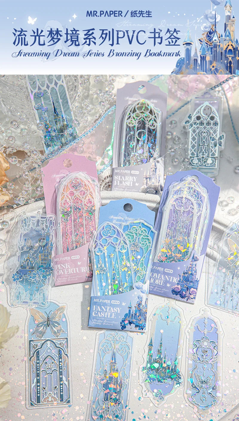10pcs Fluorescent Dream Series Bookmarks – Kawaii PVC Page Markers
