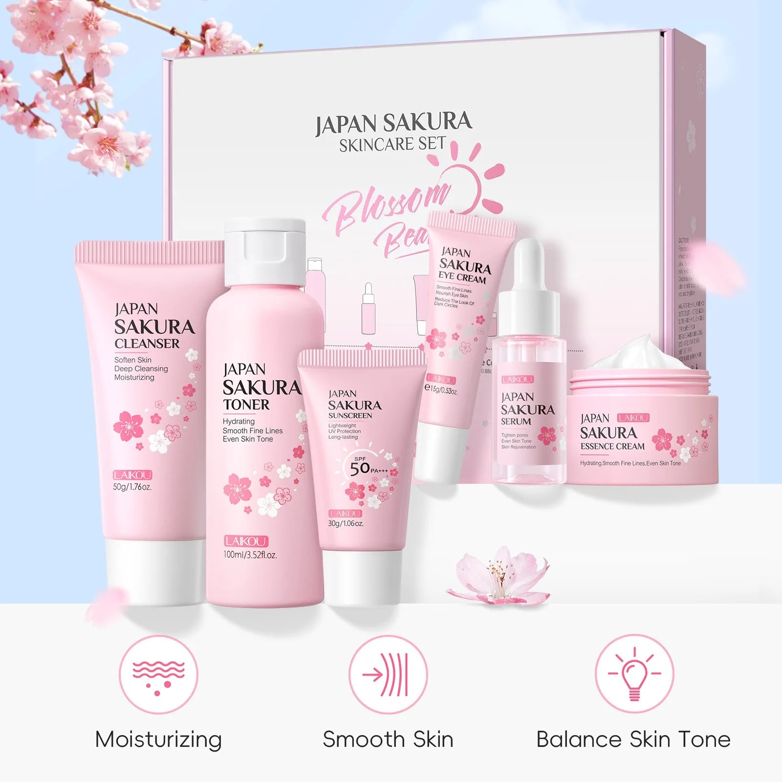 LAIKOU Japan Sakura Skin Care Set 6pcs