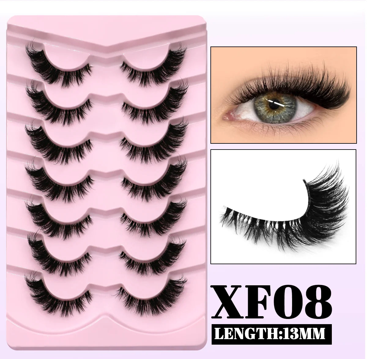 GROINNEYA Cat Eye Faux Mink Lashes – Natural Long with Clear Band