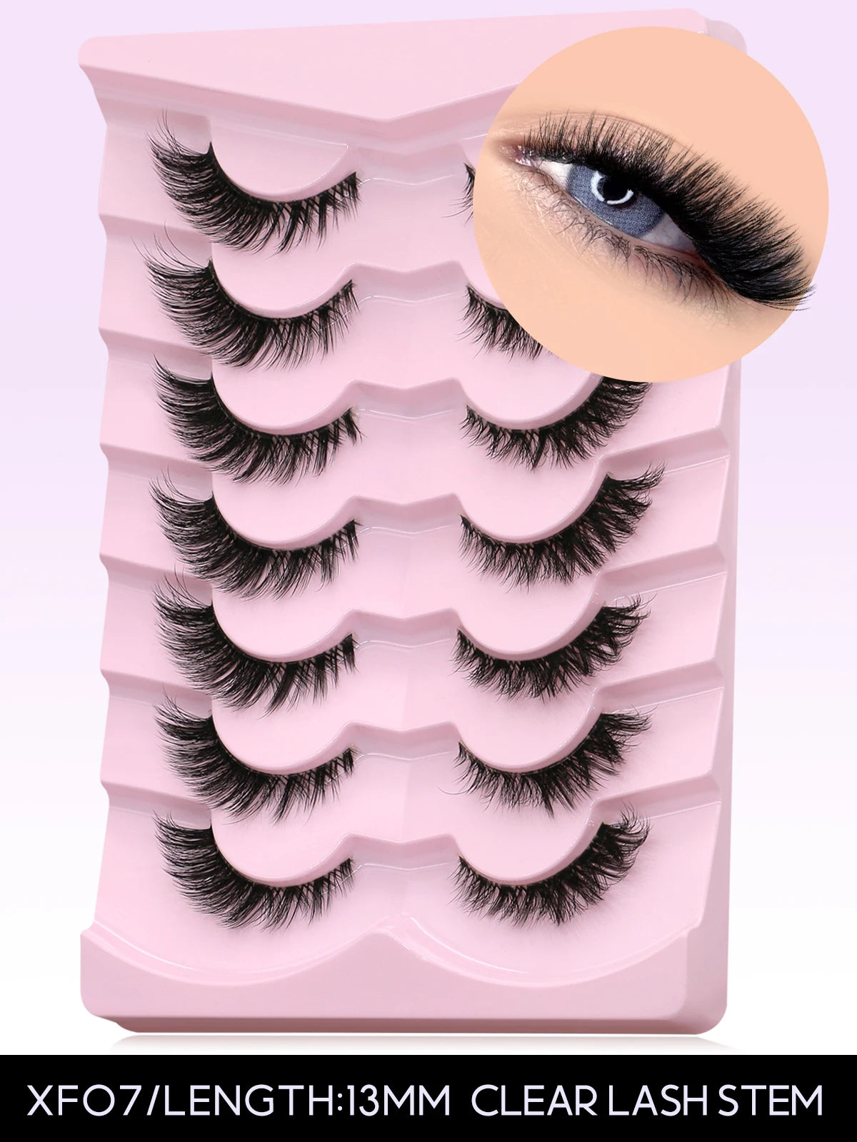 GROINNEYA Cat Eye Faux Mink Lashes – Natural Long with Clear Band