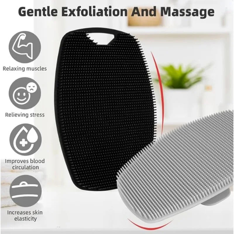 Soft Silicone Body Exfoliating Brush – Gentle Manual Shower Scrubber