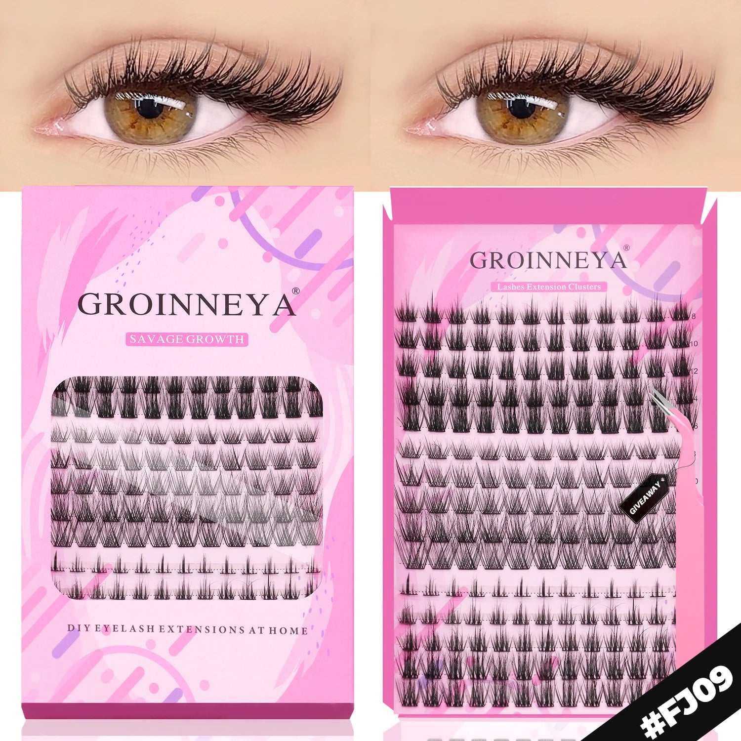 GROINNEYA DIY Lash Extension Kit – Cluster Lashes with Bond & Seal