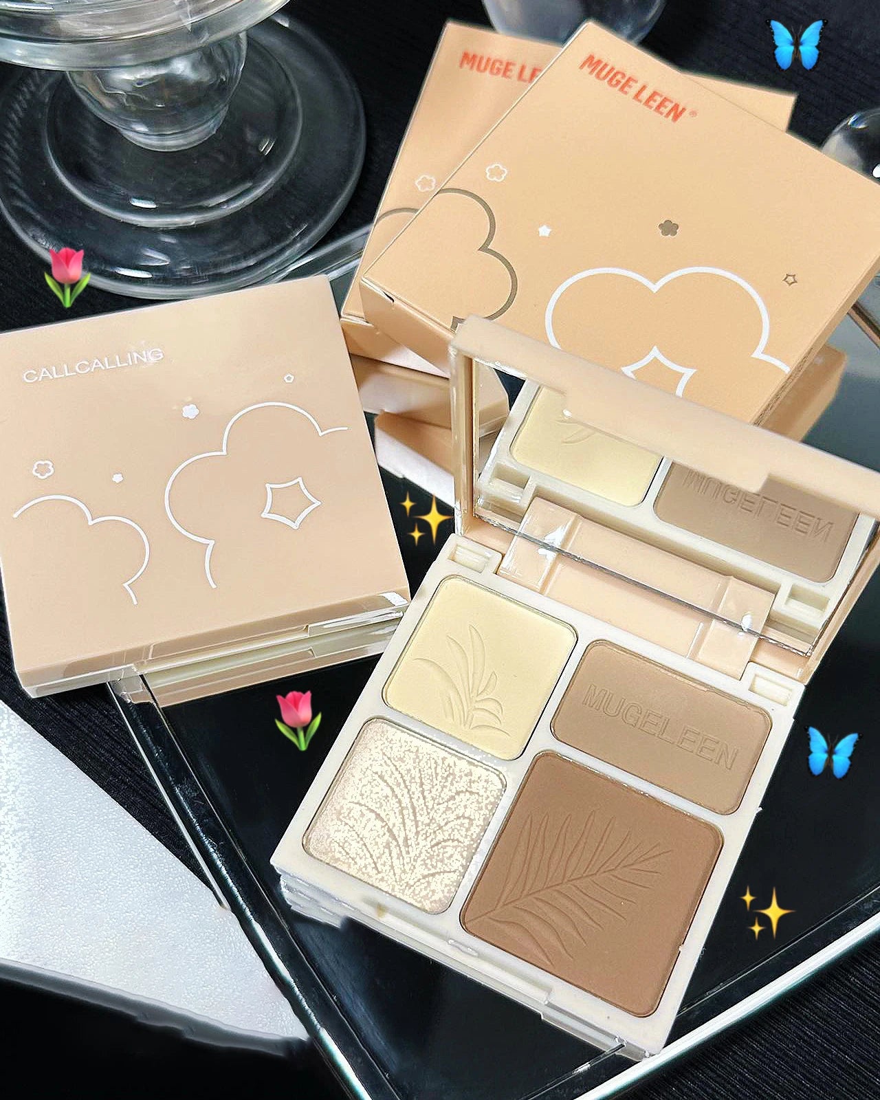 4-Color Highlighter & Contour Palette – 3D Face & Eye Brightening