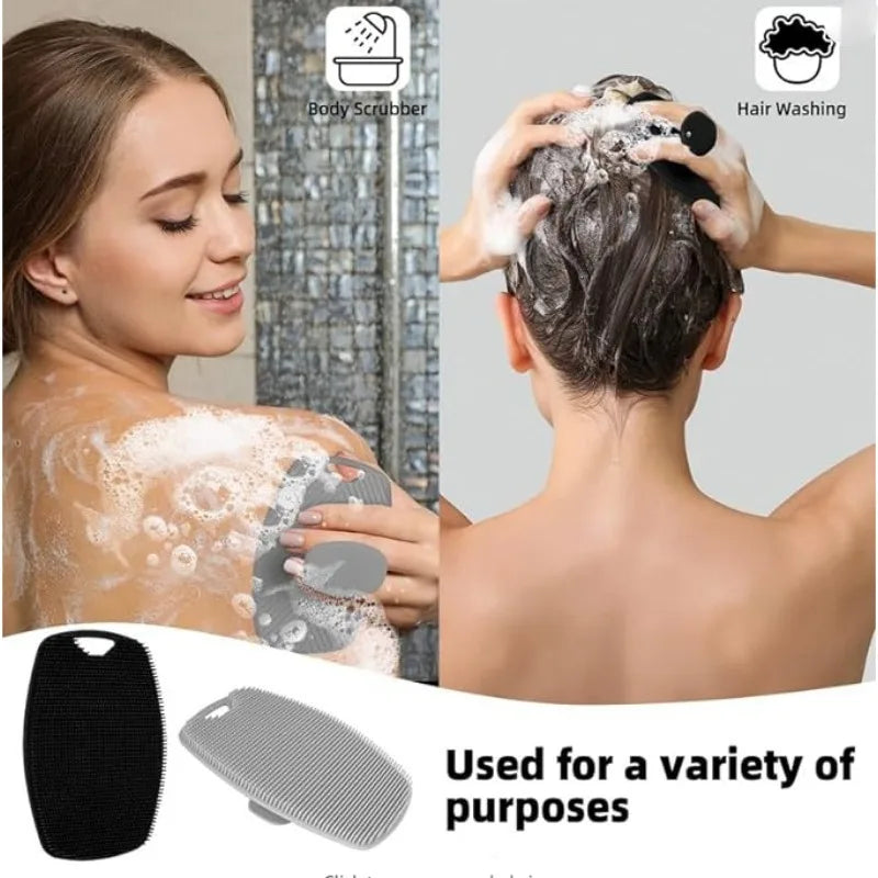 Soft Silicone Body Exfoliating Brush – Gentle Manual Shower Scrubber