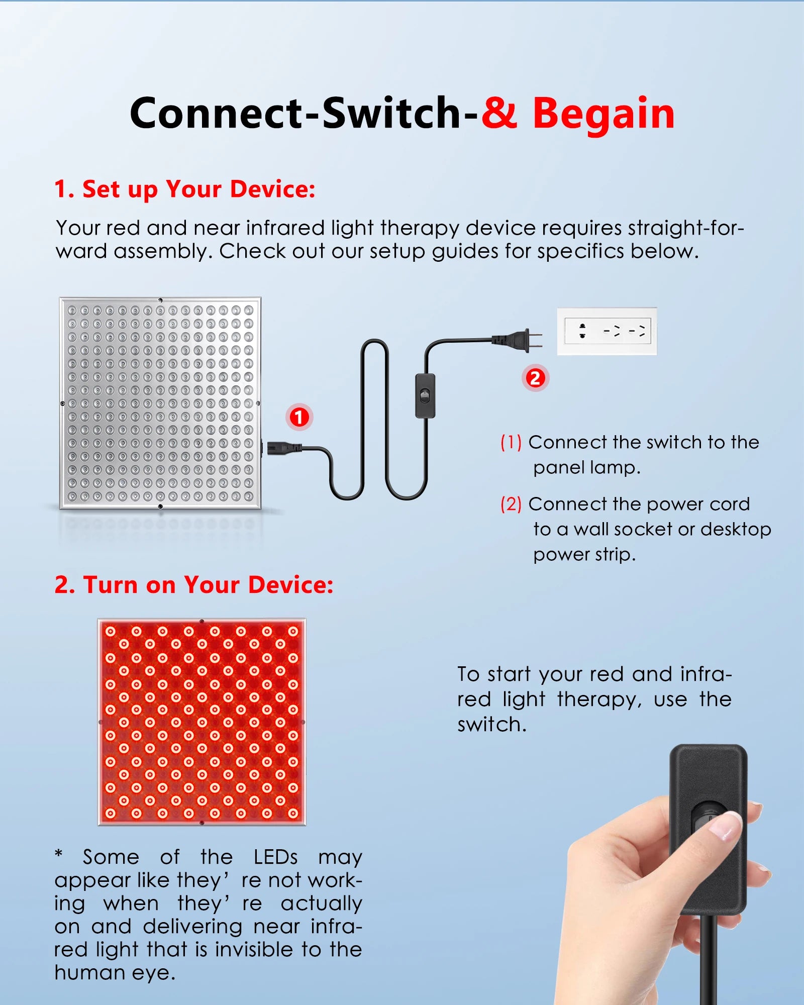 LED Red Light Therapy Panel – Anti-Aging & Pain Relief Lamp for Skin & Body