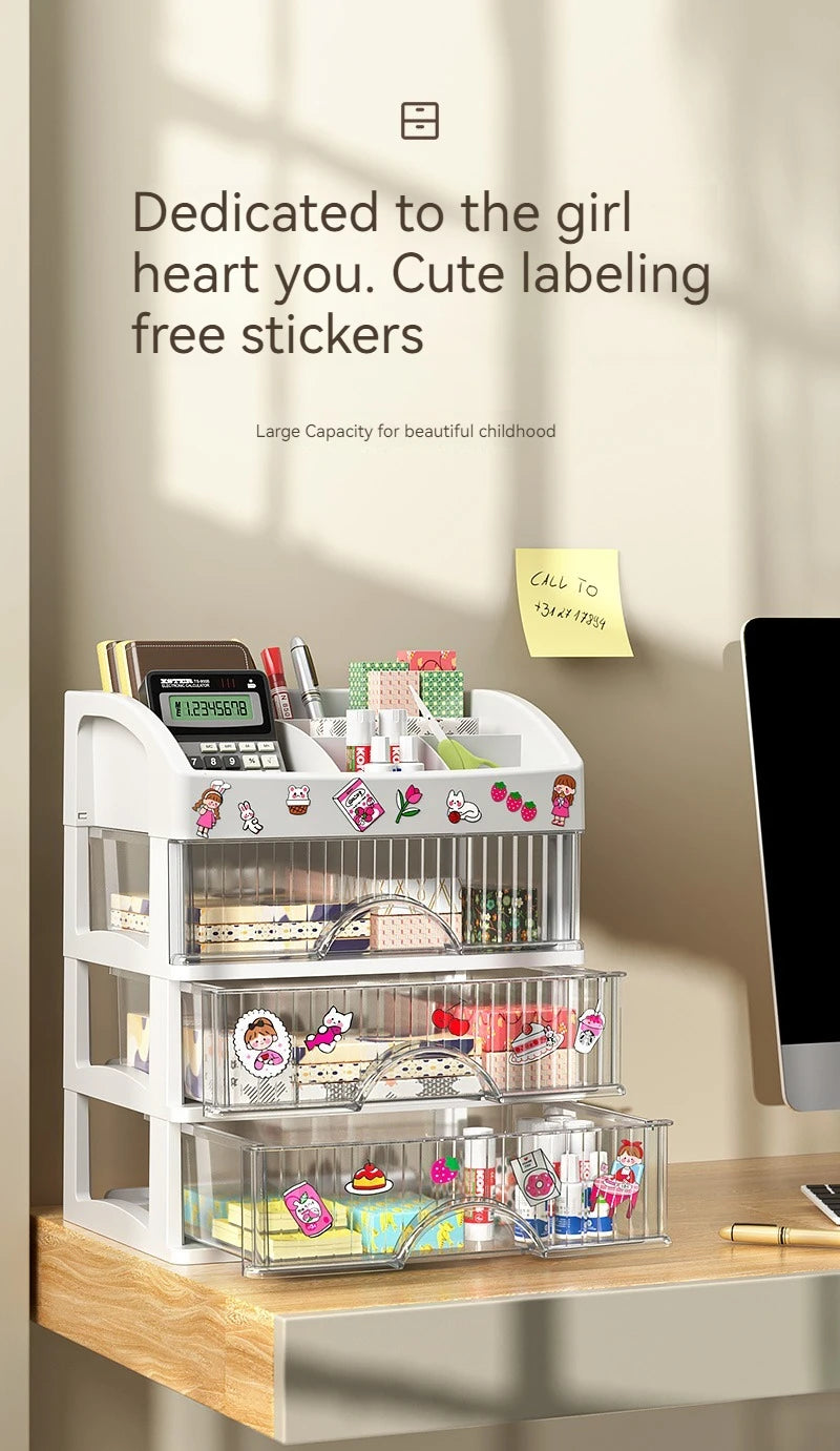 Desktop Storage Box Storage Drawer Hair Decoration Multi-layer Storage Cabinet Cosmetics Jewelry Box Stationery Multi-functional