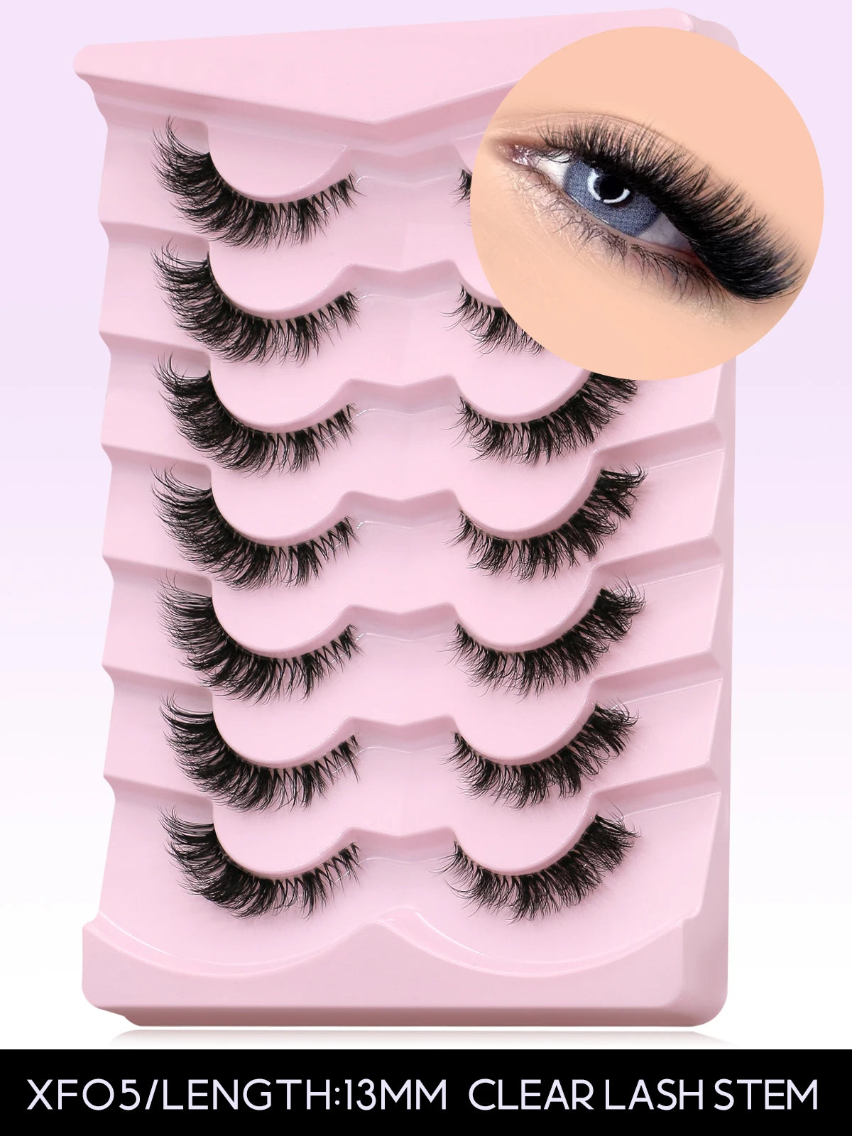 GROINNEYA Cat Eye Faux Mink Lashes – Natural Long with Clear Band