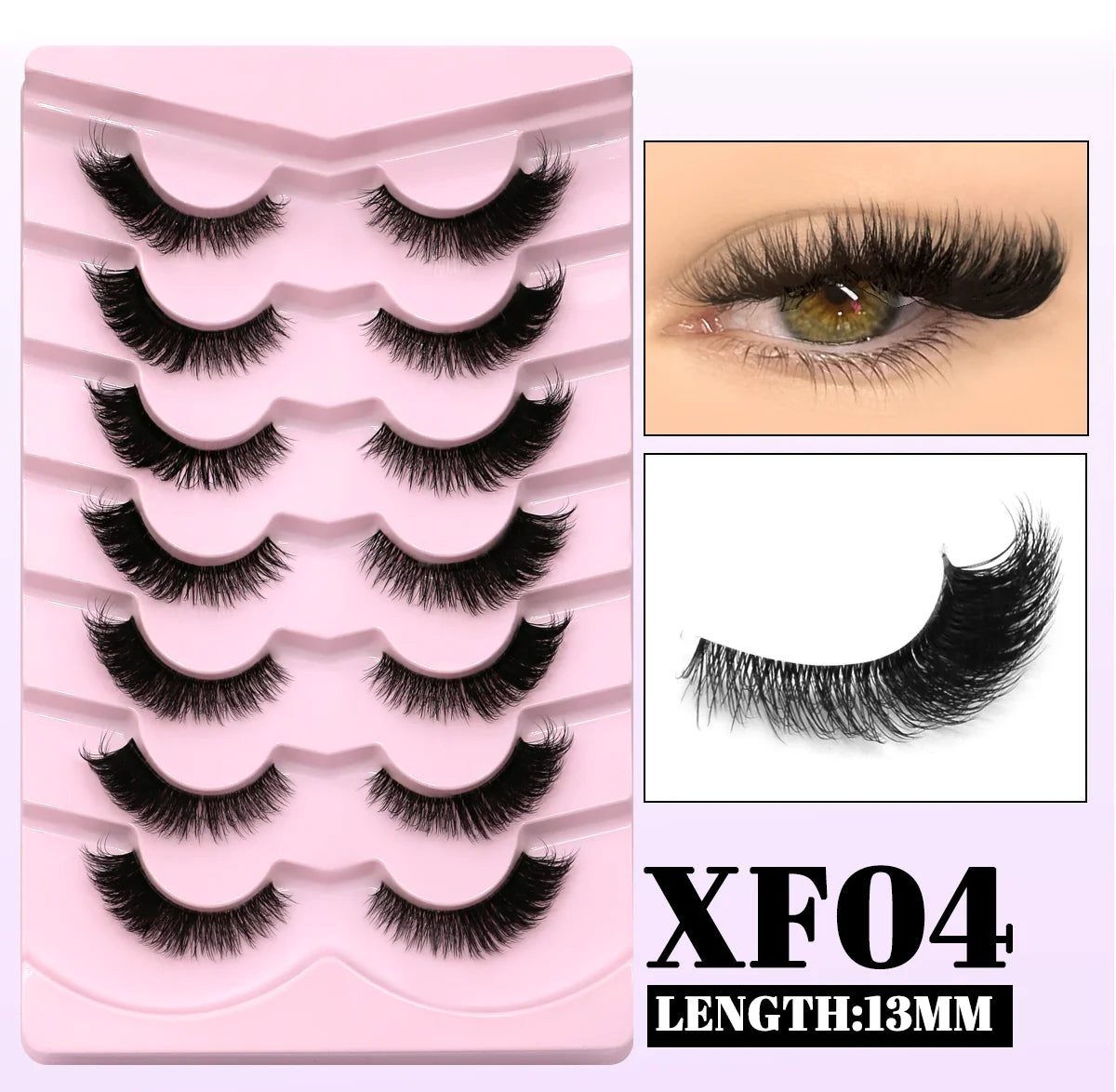 GROINNEYA Cat Eye Faux Mink Lashes – Natural Long with Clear Band