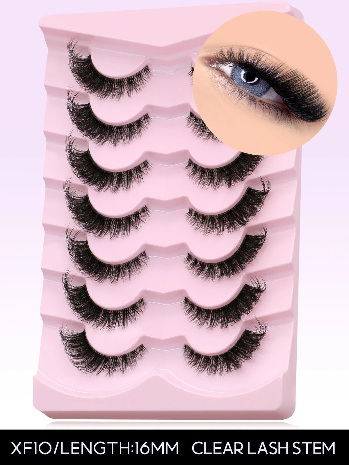 GROINNEYA Cat Eye Faux Mink Lashes – Natural Long with Clear Band