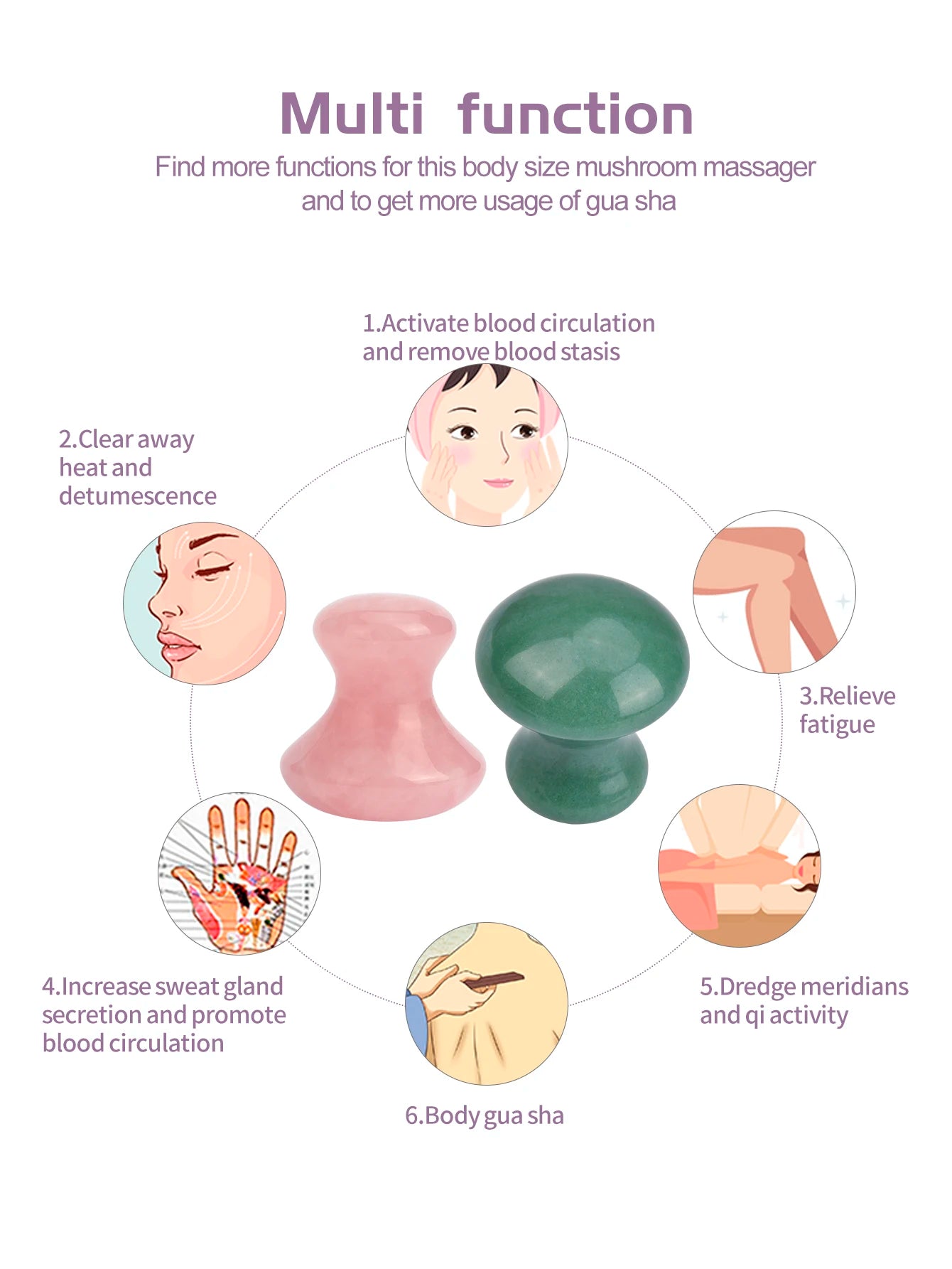 Natural Jade Mushroom Gua Sha Massager