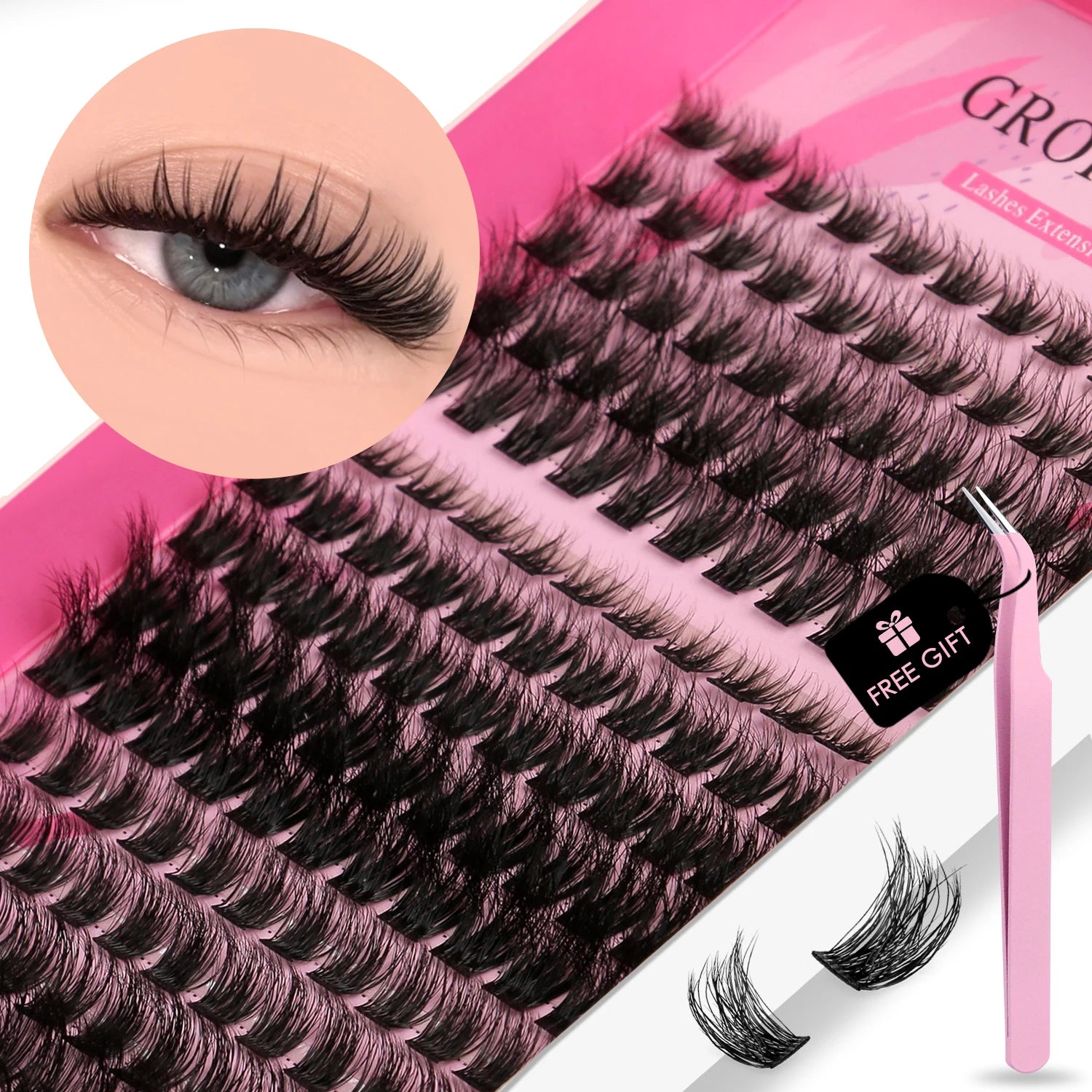 GROINNEYA DIY Lash Extension Kit – Cluster Lashes with Bond & Seal