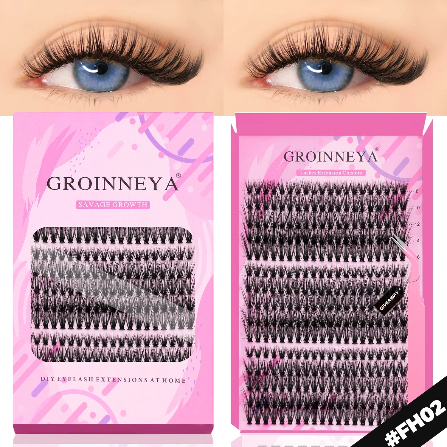 GROINNEYA DIY Lash Extension Kit – Cluster Lashes with Bond & Seal