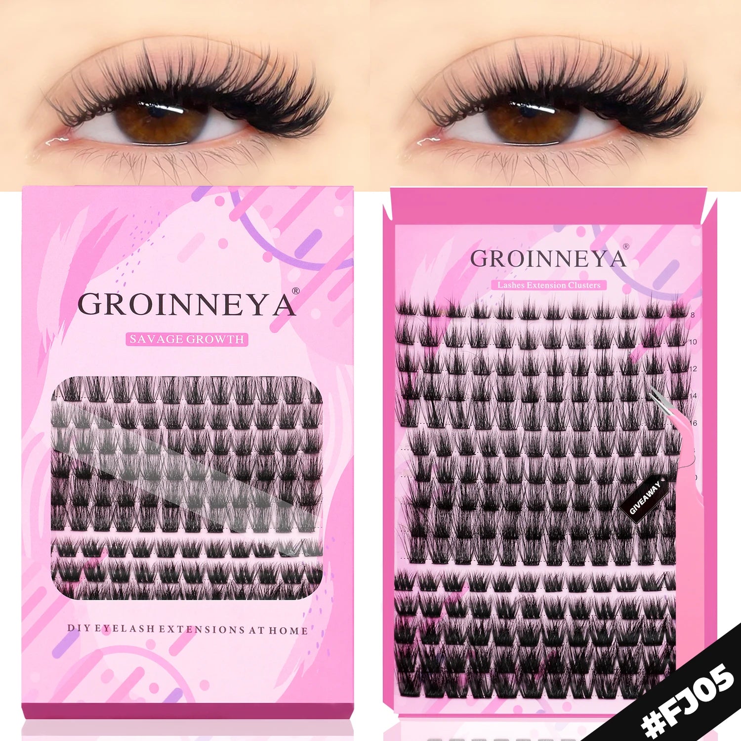 GROINNEYA DIY Lash Extension Kit – Cluster Lashes with Bond & Seal