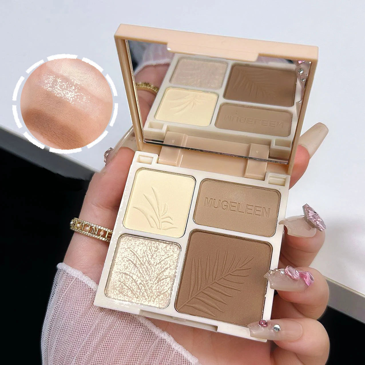 4-Color Highlighter & Contour Palette – 3D Face & Eye Brightening