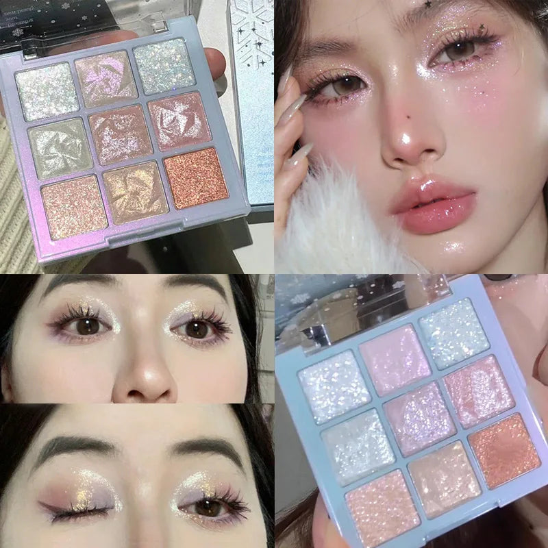 9-Color Glitter Snowflake Eyeshadow Palette
