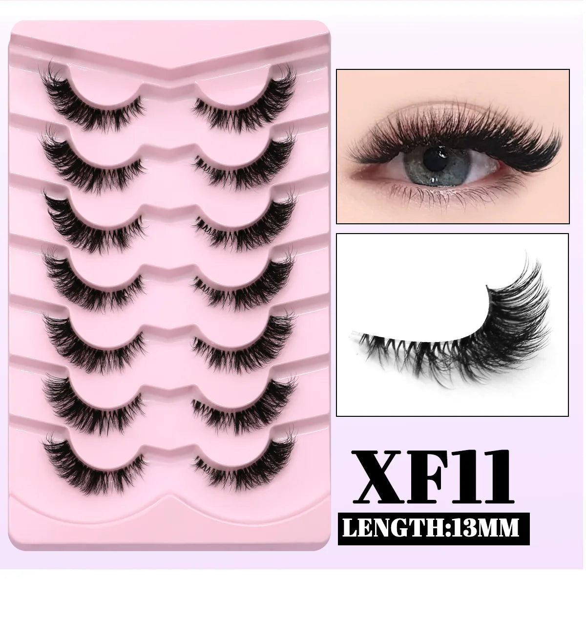 GROINNEYA Cat Eye Faux Mink Lashes – Natural Long with Clear Band