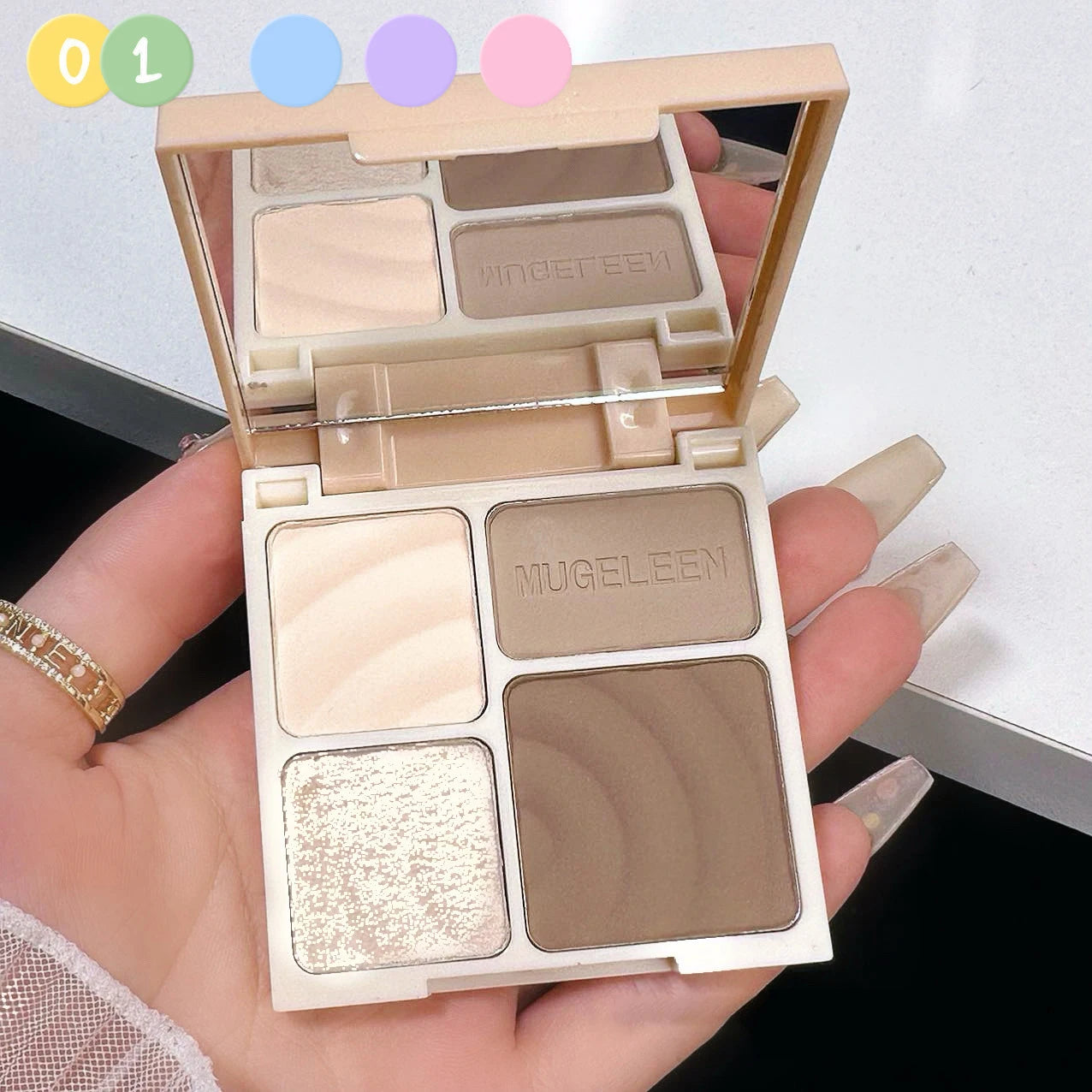 4-Color Highlighter & Contour Palette – 3D Face & Eye Brightening