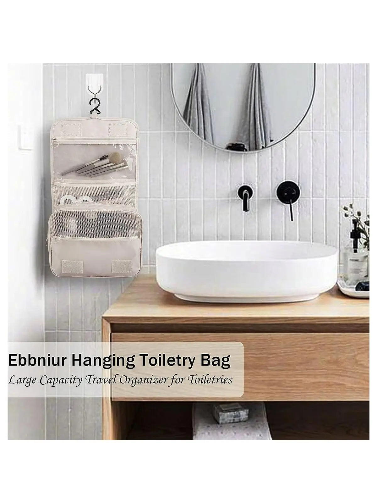 Waterproof Travel Makeup Bag – Hanging Toiletry & Cosmetics Organizer