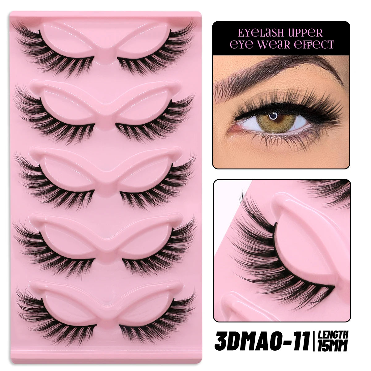 GROINNEYA Cat Eye Faux Mink Lashes – Natural Long with Clear Band