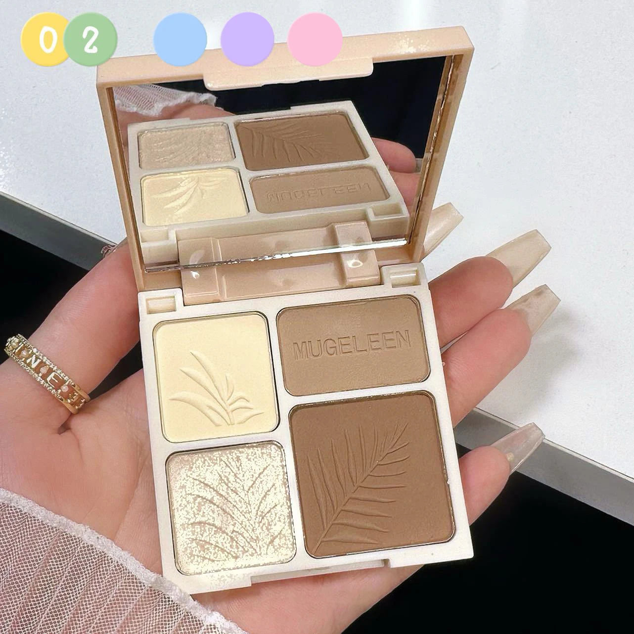 4-Color Highlighter & Contour Palette – 3D Face & Eye Brightening