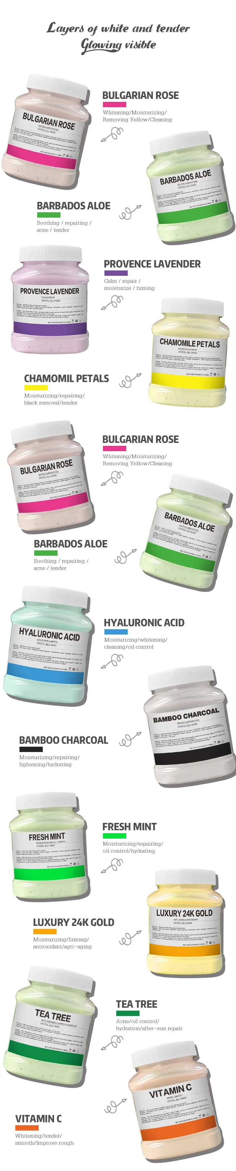 24K Gold & Rose Jelly Mask Powder – 350g Hydrating Facial Treatment