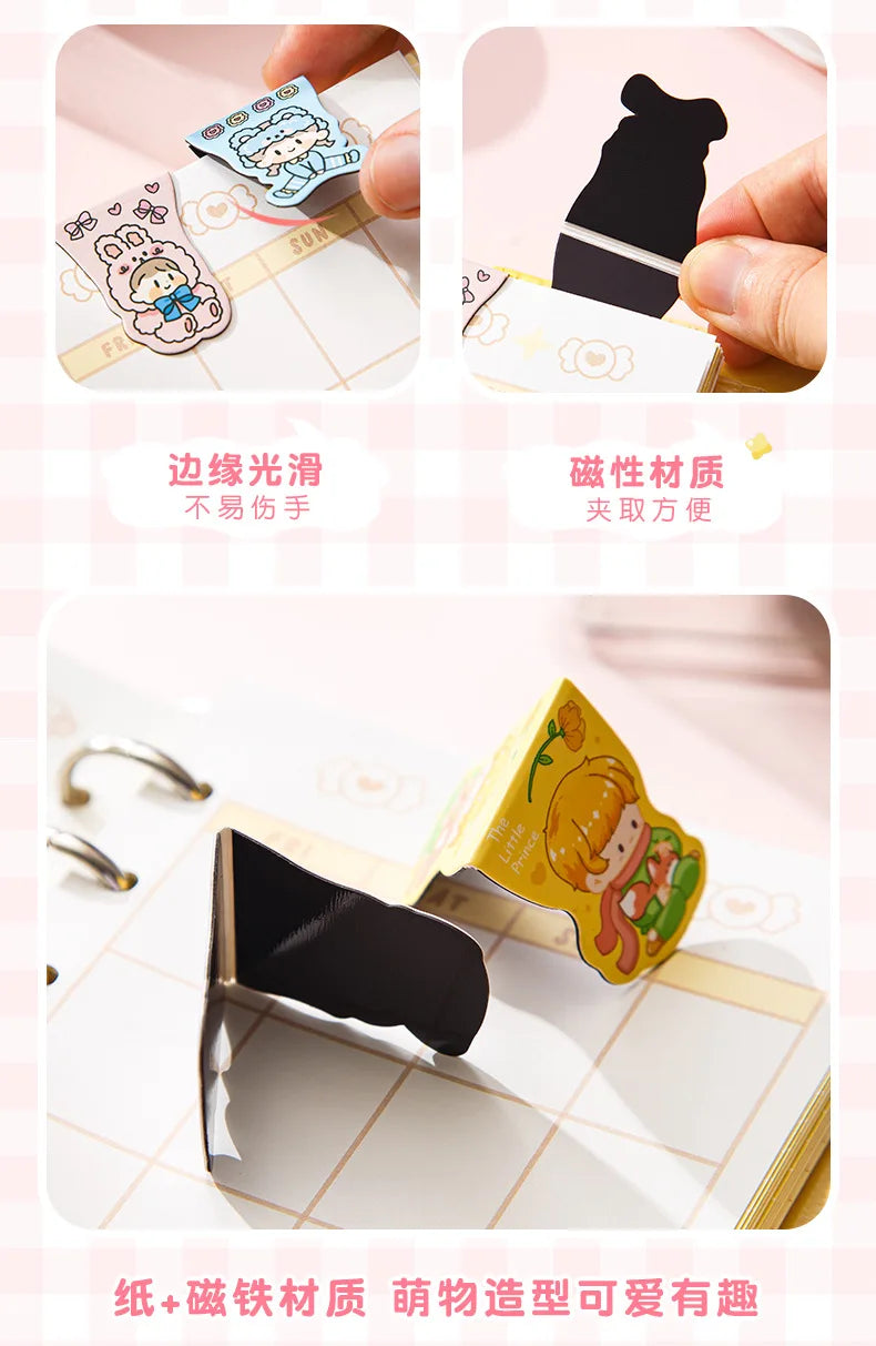 10pcs Kawaii Magnetic Bookmarks – Cute Cartoon Girls & Animals