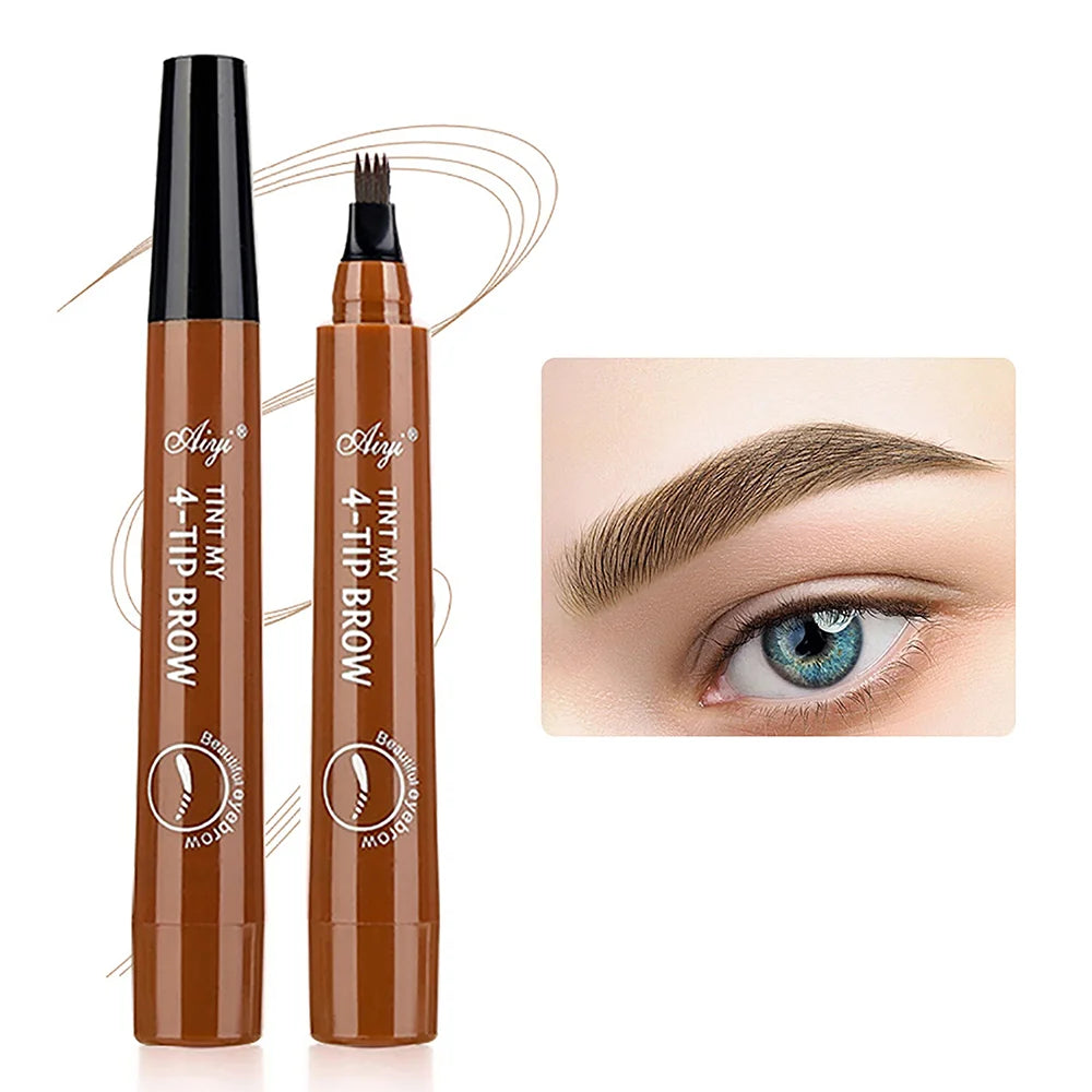 4-Tip Waterproof Microblading Eyebrow Pencil – Natural Brow Liquid (5 Colors)