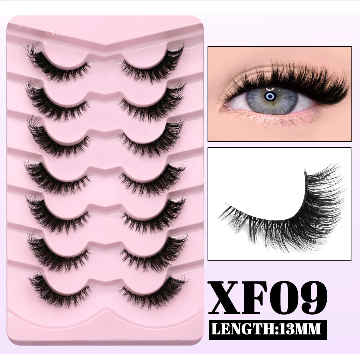 GROINNEYA Cat Eye Faux Mink Lashes – Natural Long with Clear Band