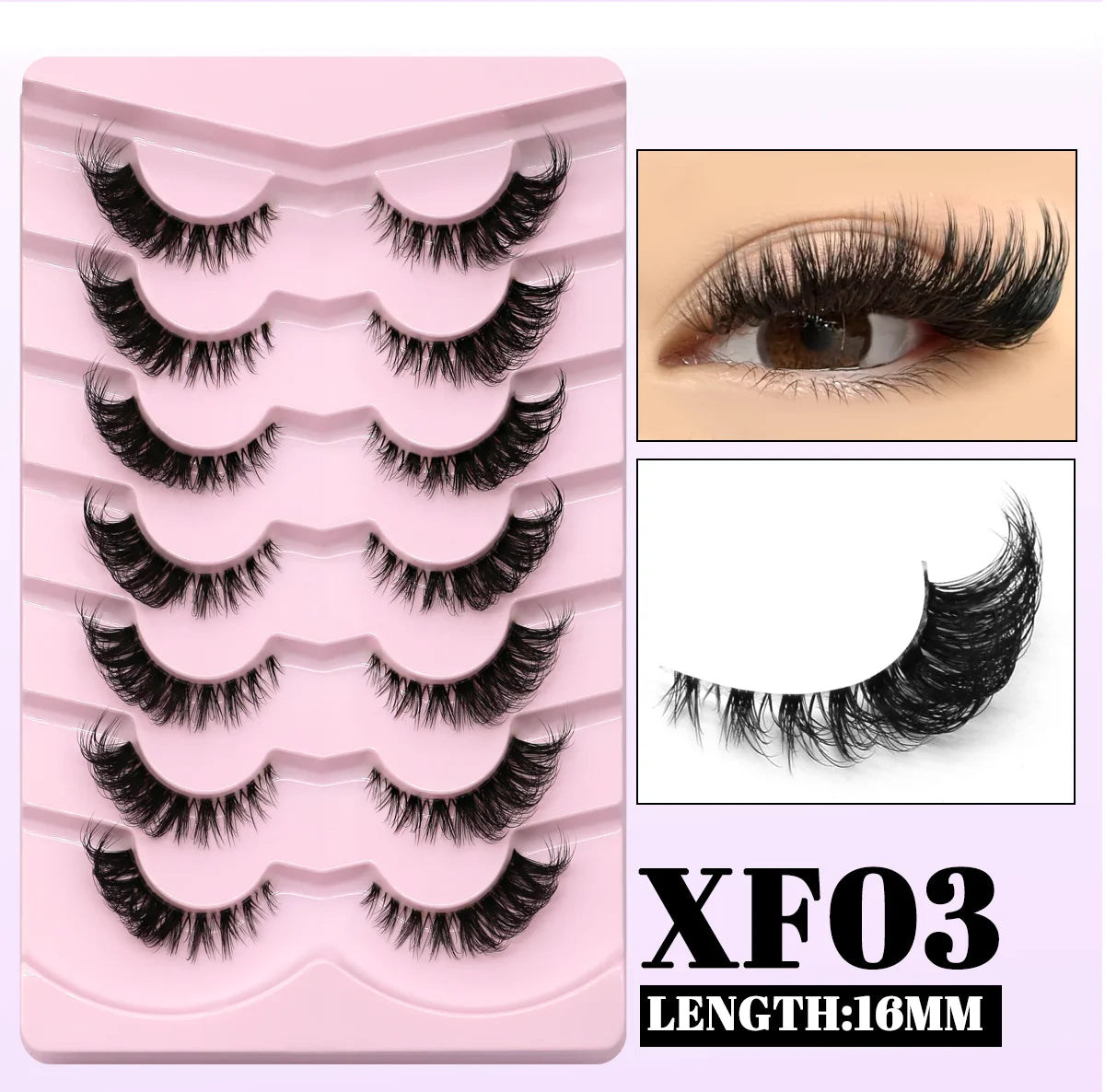GROINNEYA Cat Eye Faux Mink Lashes – Natural Long with Clear Band