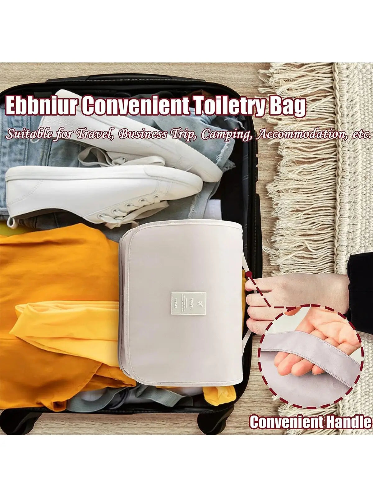 Waterproof Travel Makeup Bag – Hanging Toiletry & Cosmetics Organizer