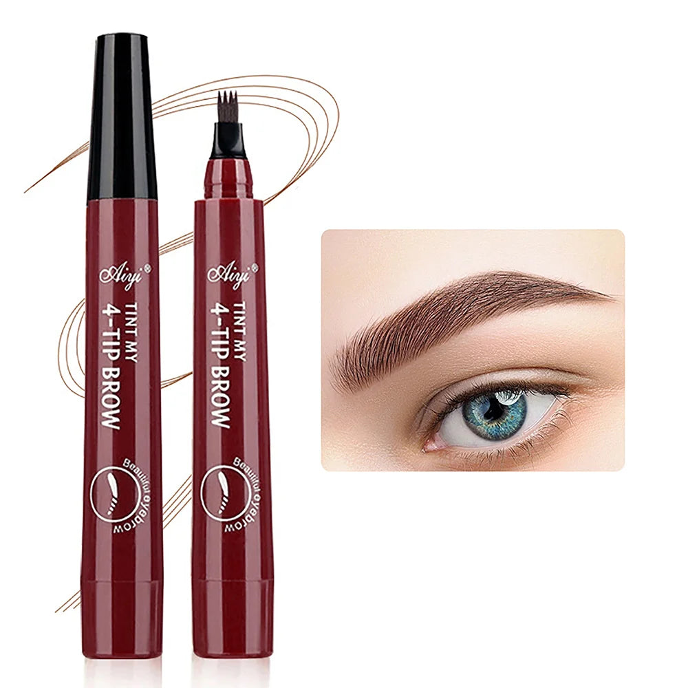 4-Tip Waterproof Microblading Eyebrow Pencil – Natural Brow Liquid (5 Colors)