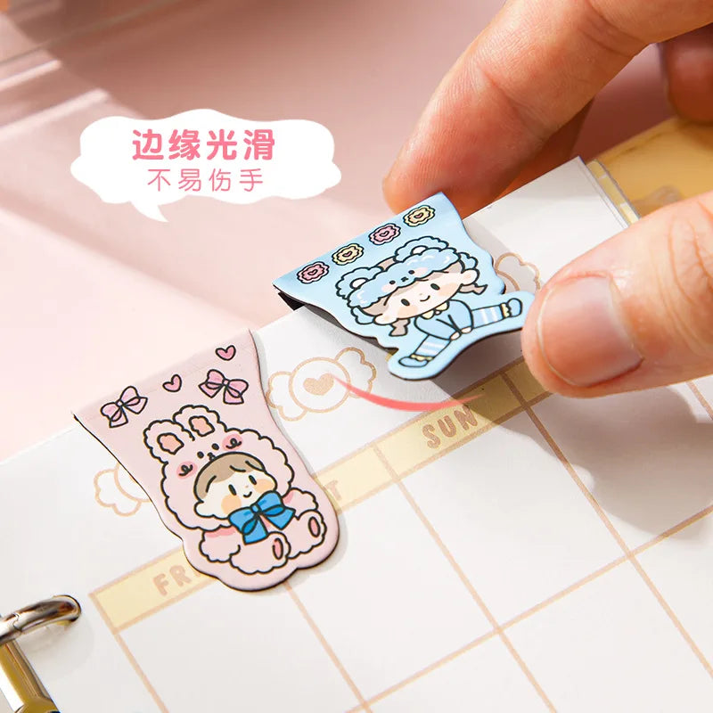 10pcs Kawaii Magnetic Bookmarks – Cute Cartoon Girls & Animals