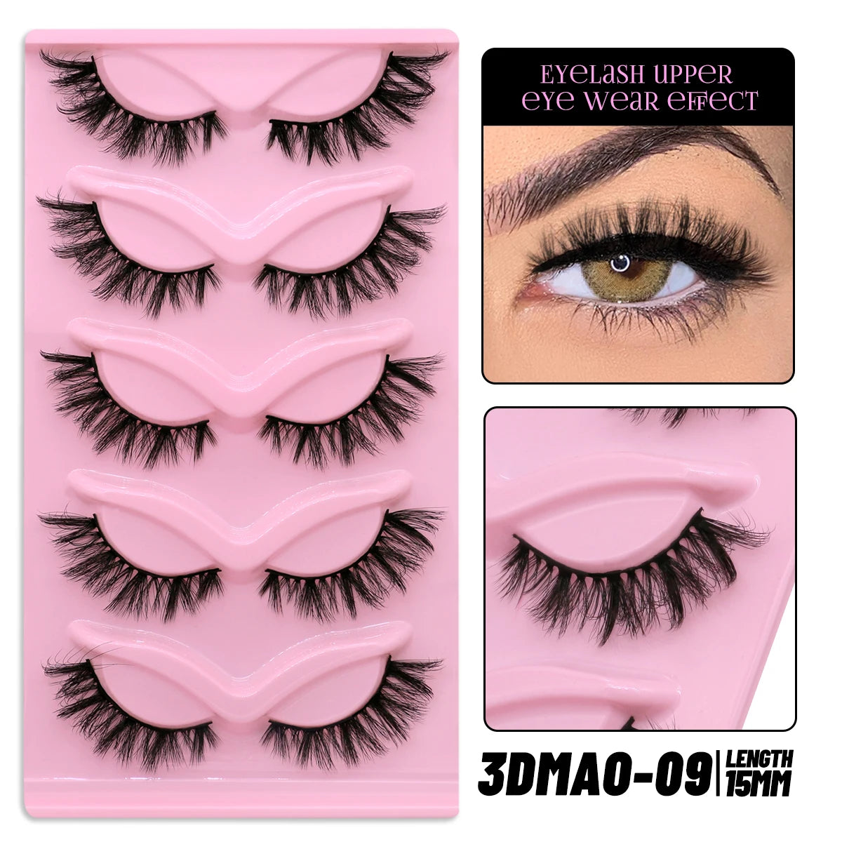 GROINNEYA Cat Eye Faux Mink Lashes – Natural Long with Clear Band