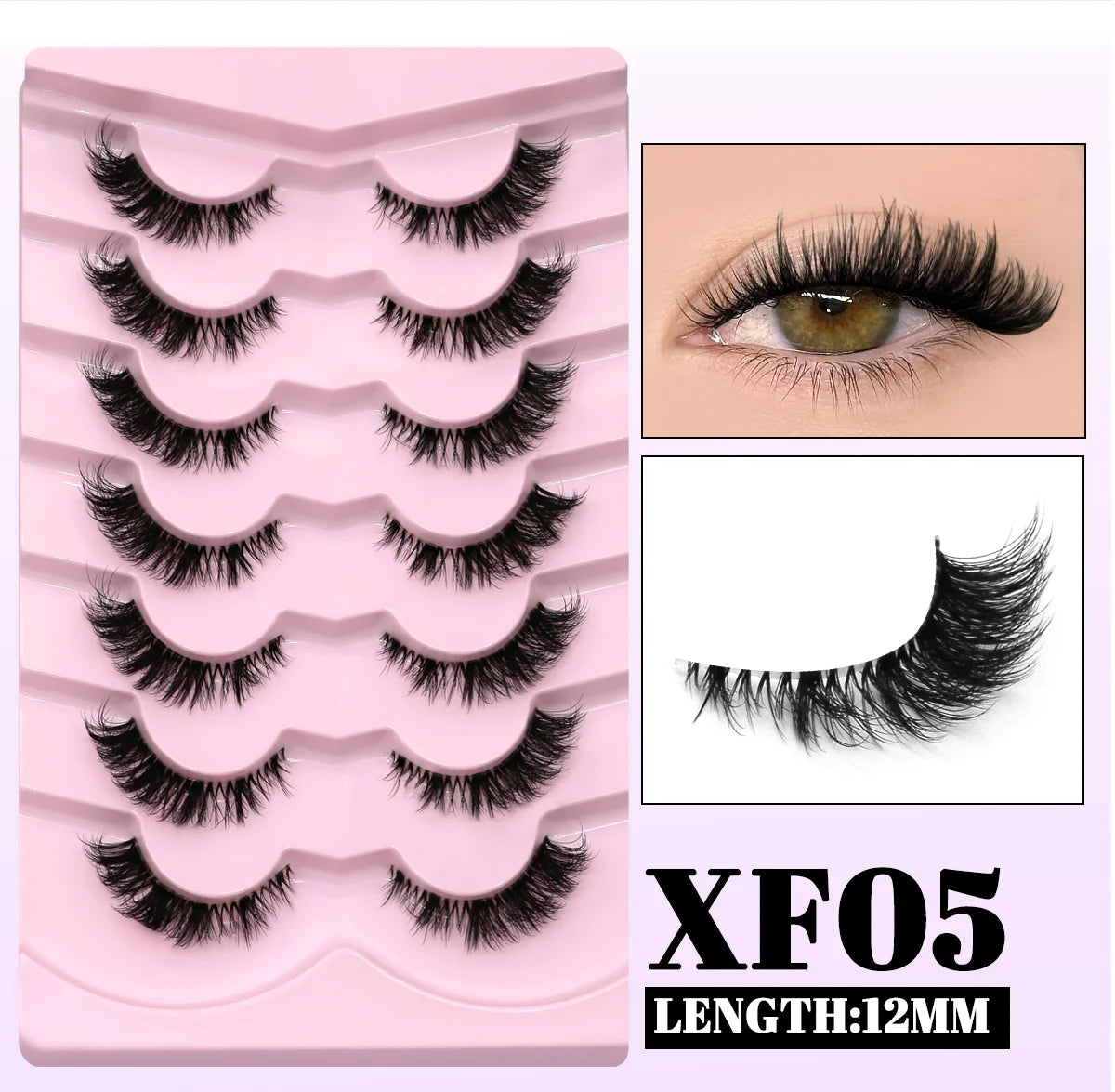GROINNEYA Cat Eye Faux Mink Lashes – Natural Long with Clear Band