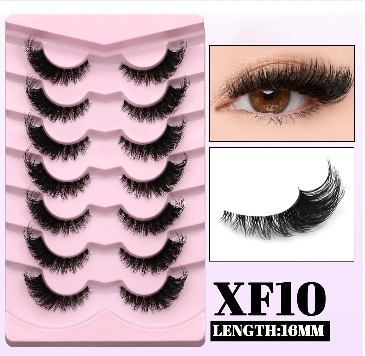 GROINNEYA Cat Eye Faux Mink Lashes – Natural Long with Clear Band