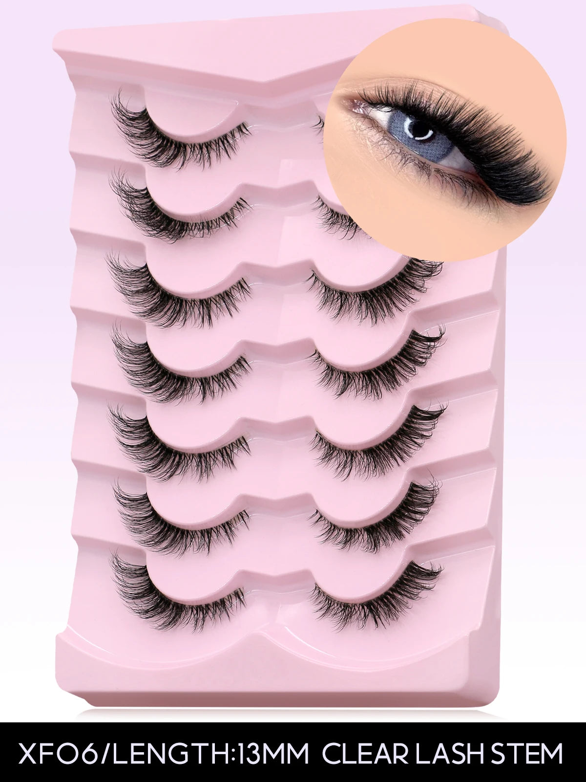 GROINNEYA Cat Eye Faux Mink Lashes – Natural Long with Clear Band