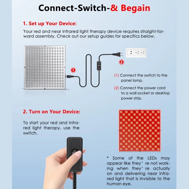LED Red Light Therapy Panel – Anti-Aging & Pain Relief Lamp for Skin & Body