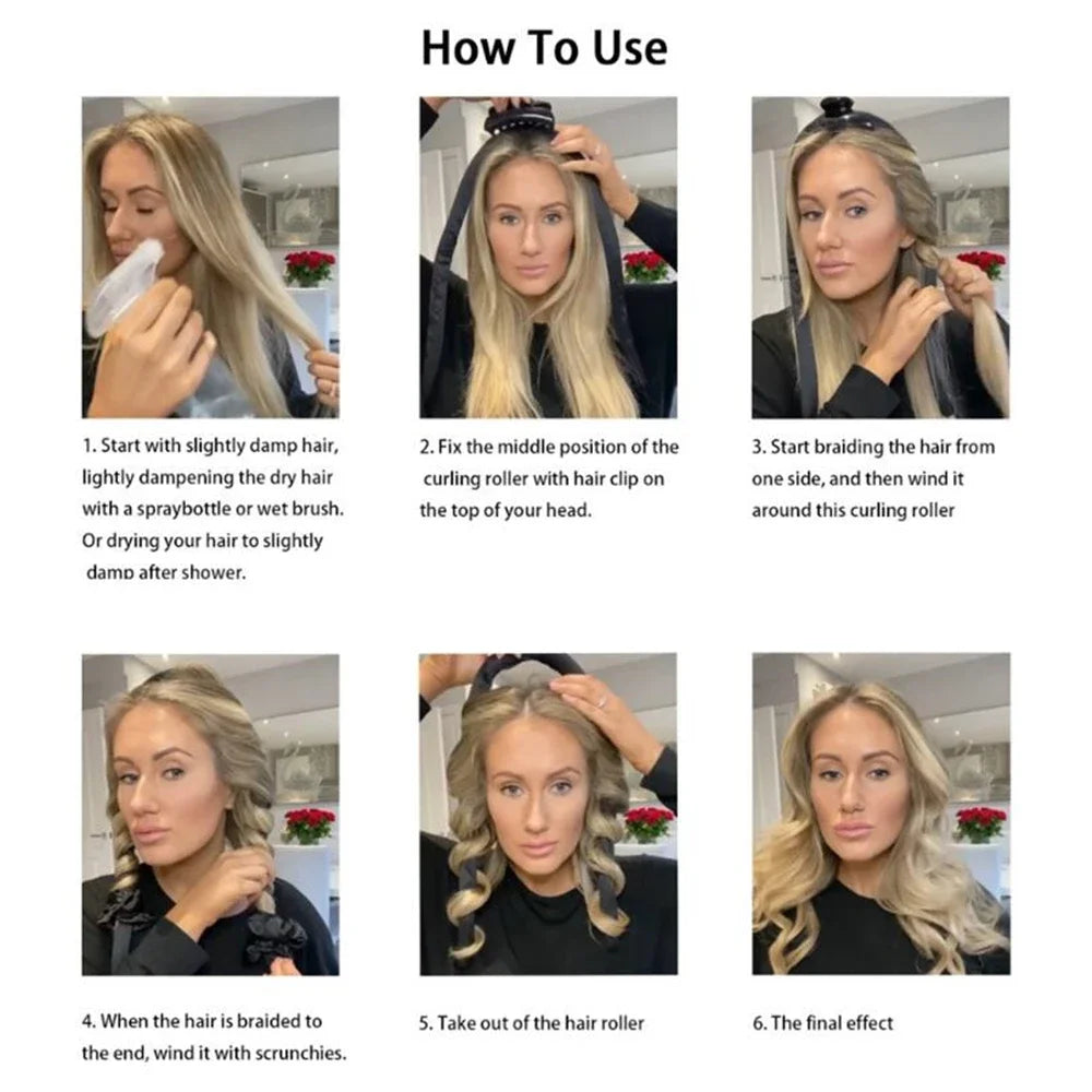 Heatless Silk Curling Rod Headband – Soft, No Heat Hair Rollers