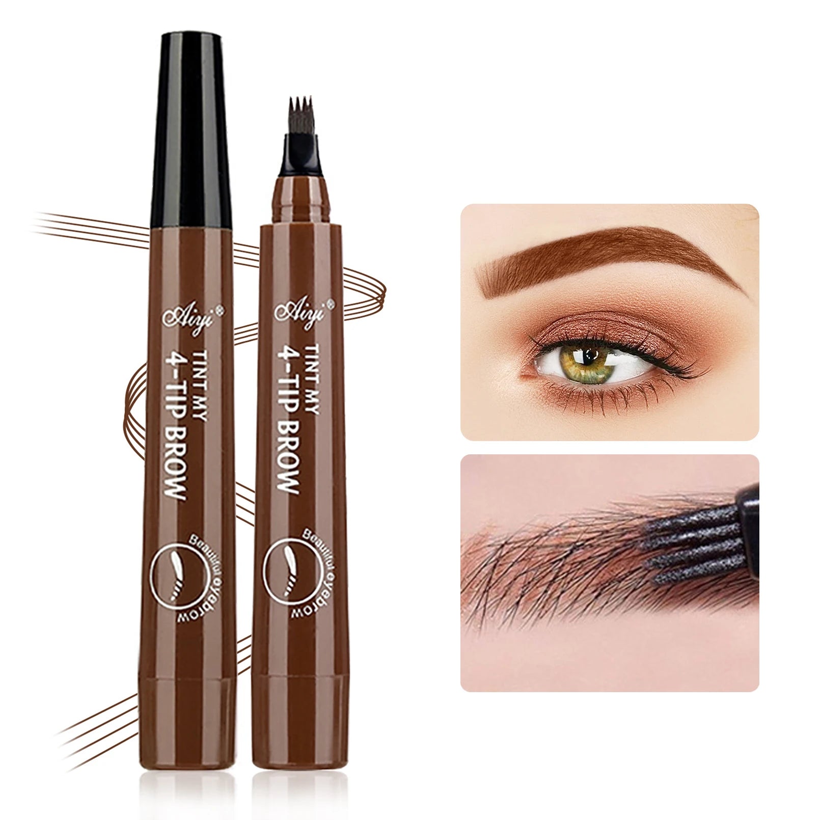 4-Tip Waterproof Microblading Eyebrow Pencil – Natural Brow Liquid (5 Colors)