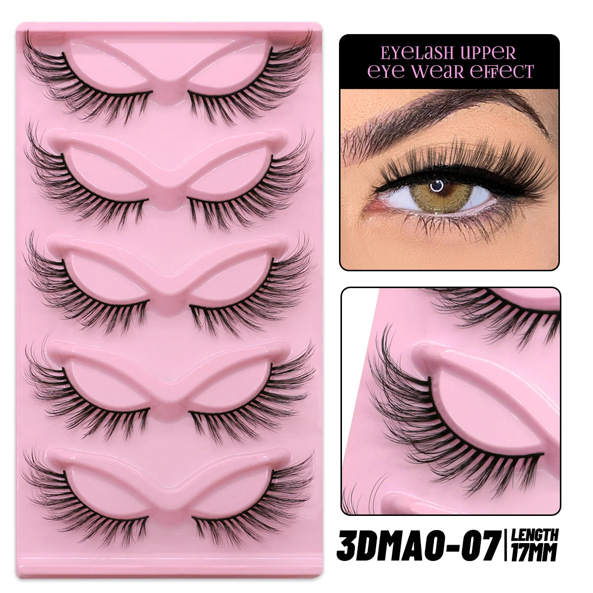 GROINNEYA Cat Eye Faux Mink Lashes – Natural Long with Clear Band
