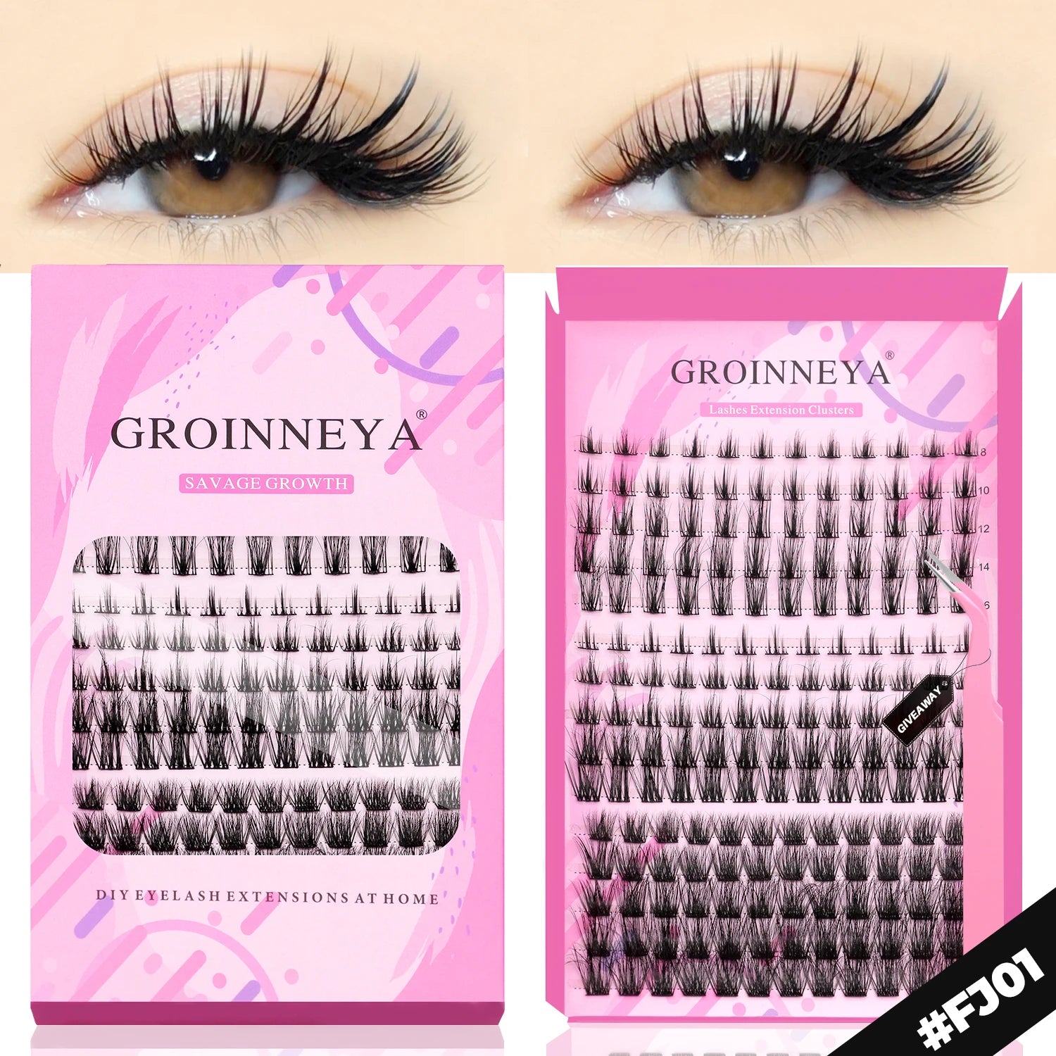 GROINNEYA DIY Lash Extension Kit – Cluster Lashes with Bond & Seal