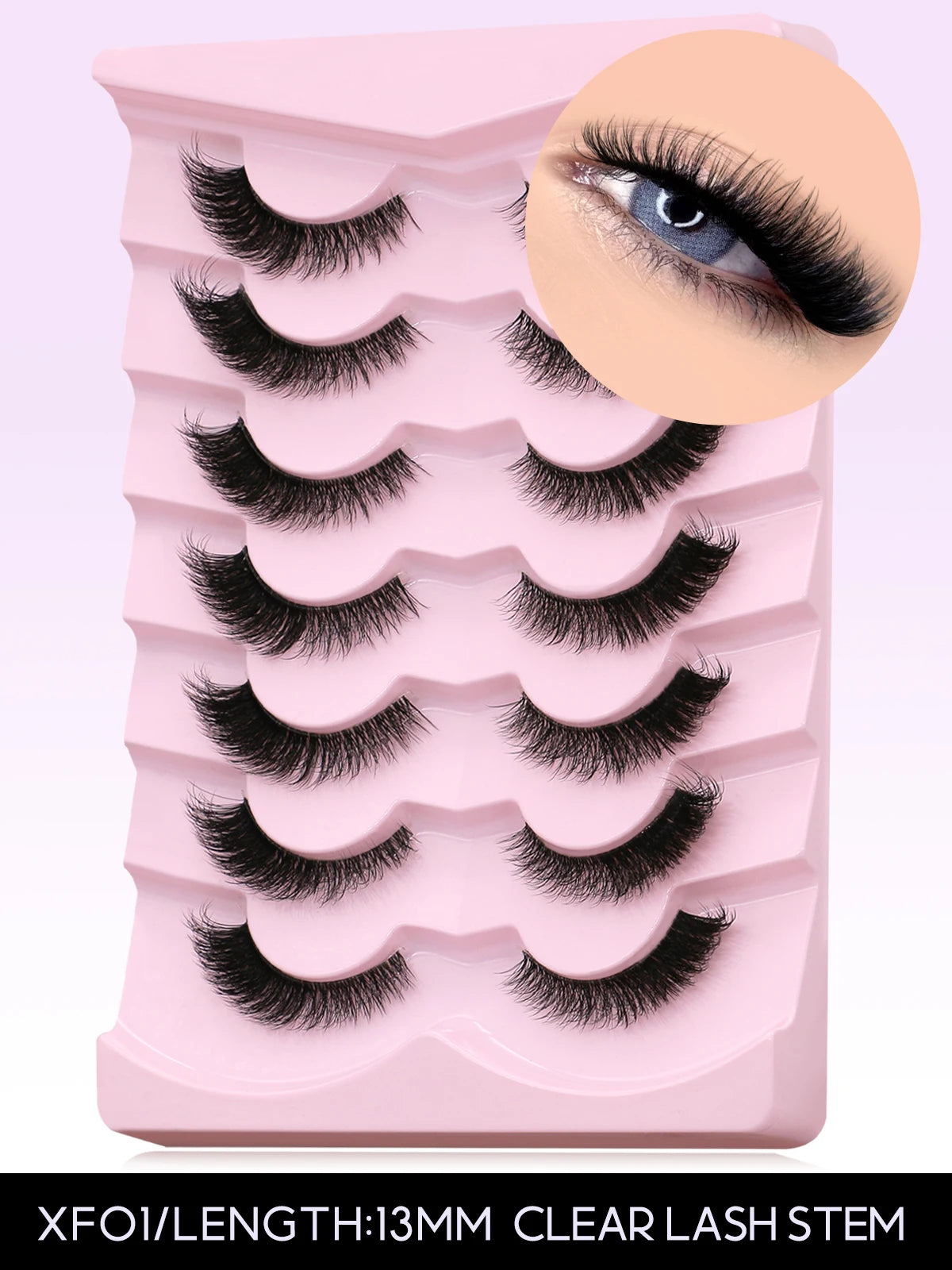GROINNEYA Cat Eye Faux Mink Lashes – Natural Long with Clear Band